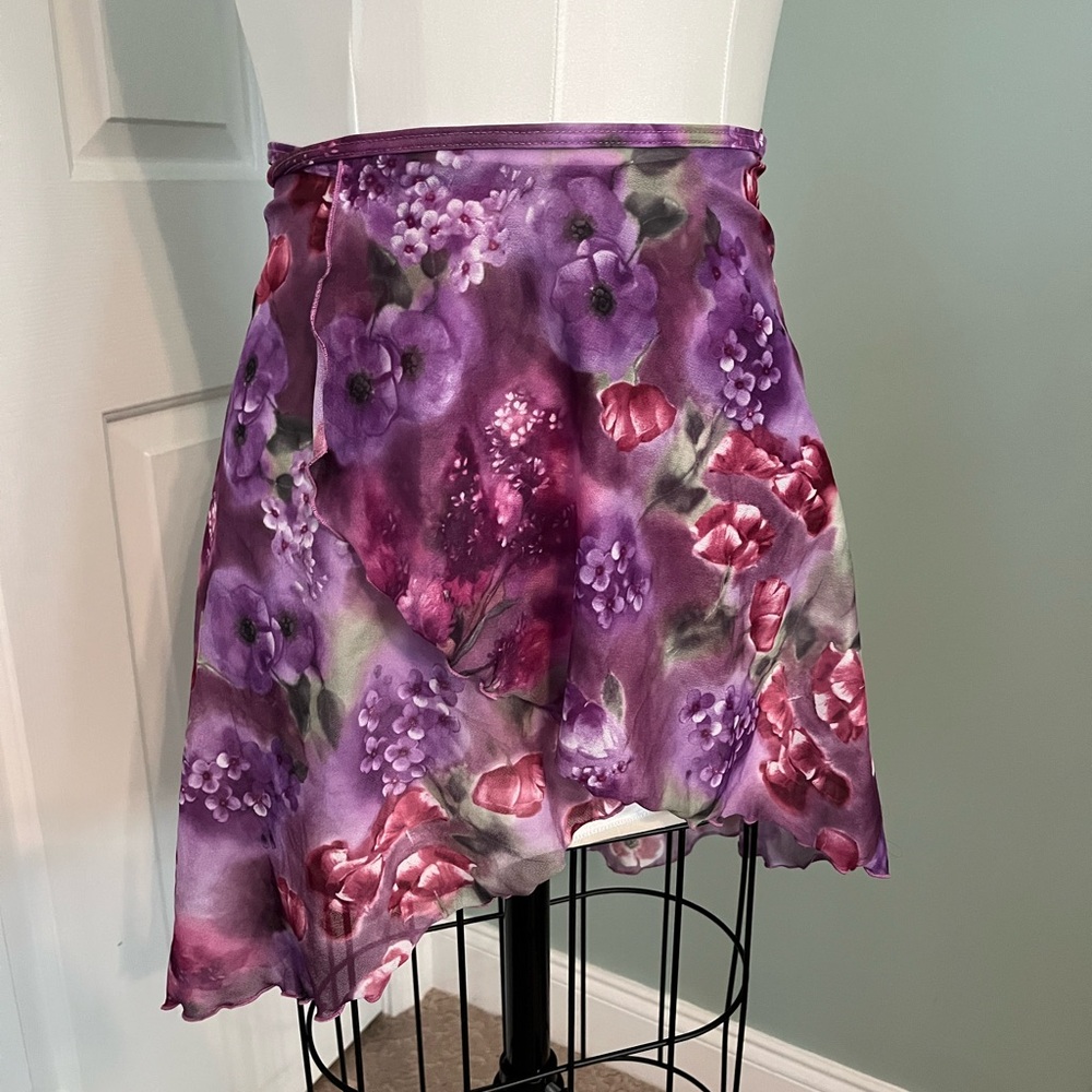 Balera Purple Floral Ballet Wrap Skirt